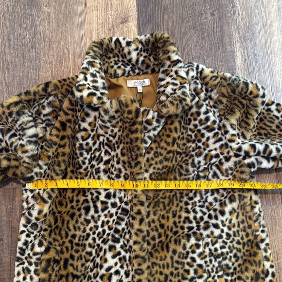 NWT Stoosh By 26 International Faux Fur Leopard Print Coat w/ Pockets Tan Cream - Picture 8 of 15